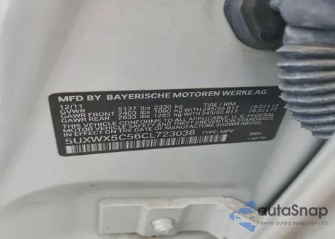 2012 BMW X3 xDrive28I from USA, damaged, VIN 5UXWX5C56CL723038